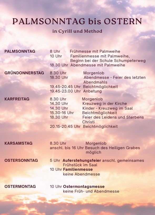 Palmsonntag bis Ostern